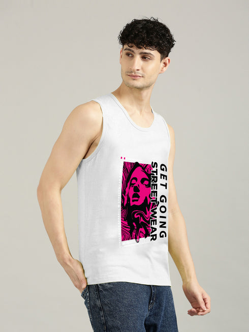 Grey Printed Tank Top
